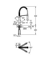 Grohe K7 Keukenkraan Medium Met Professionele Handdouche Auto Met Omschakeling Douchestraal Naar Mousseur Chroom - thumbnail