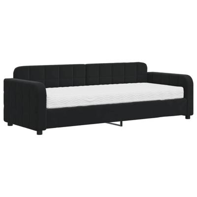 Slaapbank met matras 80x200 cm fluweel zwart - thumbnail