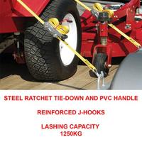 Masterlock Ratchet tie down with J hooks 4,50m - colour : yellow - PVC grip on r - 3058EURDAT - thumbnail