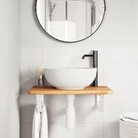 Badkamer wandschap staal en massief eikenhout - thumbnail