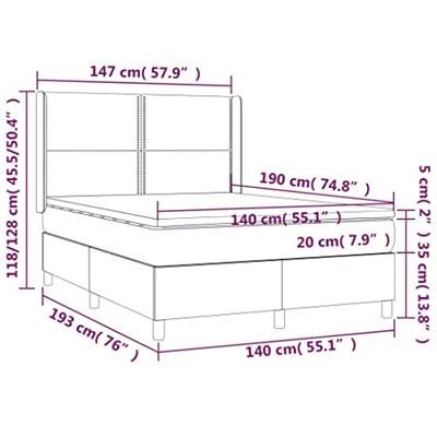 Boxspring met matras kunstleer grijs 140x190 cm