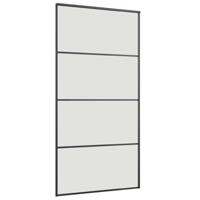 Schuifdeur met beslagset 102,5x205 cm ESG glas zwart - thumbnail