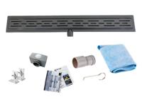 Mueller Basic douchegoot met flens 40x7cm zwart chroom - thumbnail