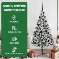 VidaXL Kunstkerstboom met 300 led wit 180 cm pvc en staal en kunststof - thumbnail