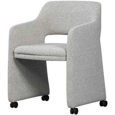 WOOOD Eetkamerstoel 'Lyric' Op wielen, Bouclé, kleur Greige