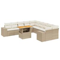 11-delige Tuinset met kussens poly rattan beige - thumbnail