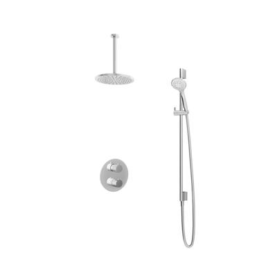 Hotbath Buddy - Inbouw Regendoucheset - Thermostatisch - Plafondbuis 30 cm - Hoofddouche 250 mm - Ronde Handdouche 3 Standen - Glijstang 900 mm - met 2-Weg Stop-Omstel - Waterbesparend - V01