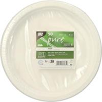 Bord pure, rond, wit, diameter 23 cm, uit suikerriet, pak van 50 stuks - thumbnail
