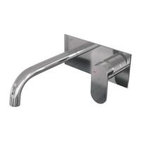 Chrome Edition inbouw wastafelmengkraan met gebogen uitloop en afdekplaat - Model C1 chroom - thumbnail