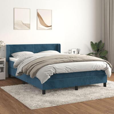 Boxspring met matras fluweel donkerblauw 140x190 cm