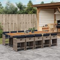 11-delige Tuinset met kussens poly rattan grijs - thumbnail