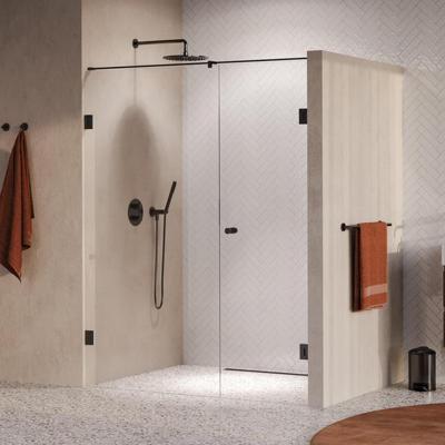 BRAUER Void Carving nisdeur 2-delig helder glas 160x200 omkeerbaar met draaideur 70 aan muur incl. glascoating PVD gunmetal geborsteld