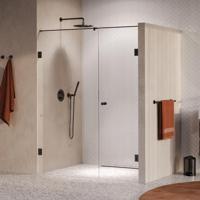 BRAUER Void Carving Nisdeur - 2-delig - 160x200cm - 70cm draaideur aan muur - glascoating - omkeerbaar - helder glas - geborsteld gunmetal PVD GS-VOCN2H7090200GM - thumbnail