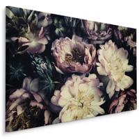 Schilderij - Donkere pioenrozen, 4 maten, wanddecoratie - thumbnail