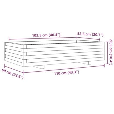 VidaXL Plantenbak 110x60x26,5 cm massief grenenhout