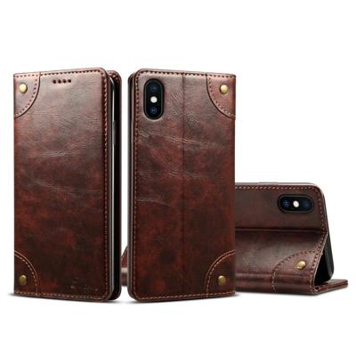 Voor iPhone XS Max barok eenvoudige horizontale Flip lederen draagtas met houder & kaartsleuven & portemonnee (donker bruin)