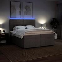Boxspring met matras stof taupe 200x200 cm - thumbnail