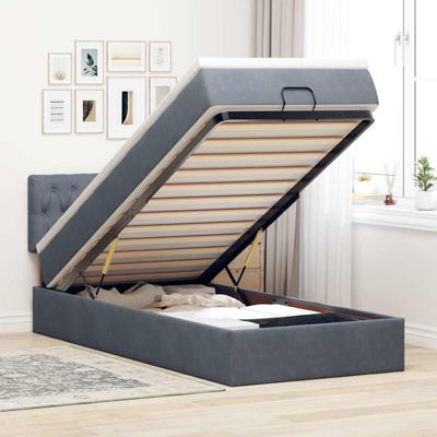 Ottoman bed met matras en LED's 140x190cm fluweel donkergrijs - thumbnail