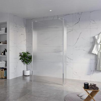 Fortifura Galeria Vrijstaande Inloopdouche - 110x200cm - Helder geribbeld - antikalk - 8mm veiligheidsglas - 2 zijwanden 30cm - wandsteunen en hoekprofielen - Chroom SW927766 2x/SW915253/SW797945 2x/SW358024 2x