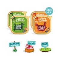 Edgard Cooper Hondenvoer, natvoer voor volwassenen, multipack (kip/lam, 4 x 300 g), natvoer voor honden, vers vlees en natuurlijke ingrediënten, graanvrij, zonder toegevoegde suiker - thumbnail