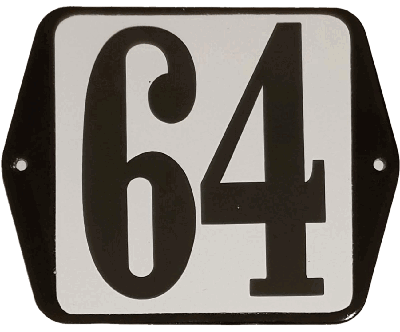 Huisnummer naambordje standaard 15x12 cm nummer 64 - Warentuin mix