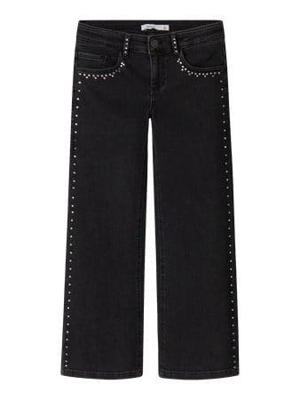Name it winter jeansbroek meisjes - zwart - wide leg fit, glitter steentjes - NkfRose