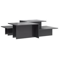 Salontafels 2 st bewerkt hout hoogglans grijs - thumbnail