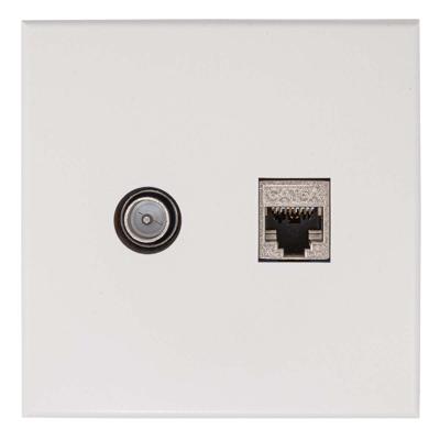 EDC2000 CD Modulaire coax en data wandcontactdoos incl. witte afdekplaat en opbouwrand