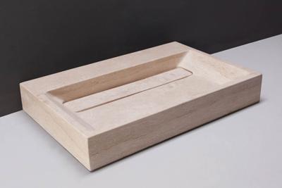 Forzalaqua Bellezza wastafel 80.5x51.5x9cm Rechthoek 1 kraangat Natuursteen Travertin gezoet 100340 Forzalaqua Bellezza wastafel 80.5x51.5x9cm Rechthoek 1 kraangat Natuursteen Travertin gezoet 100340
