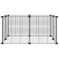 VidaXL Huisdierkooi met 8 panelen, zwart, 35x35 cm, staal - thumbnail