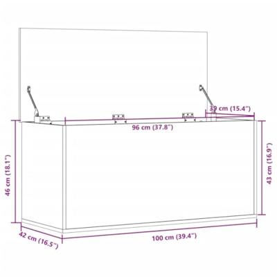 Opbergbox 100x42x46 cm bewerkt hout zwart - thumbnail
