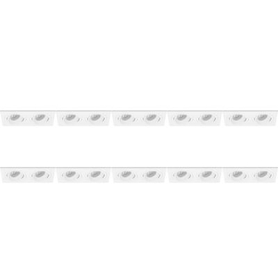 Spot Armatuur 10 Pack - Pragmi Borny Pro - GU10 Inbouwspot - Rechthoek Dubbel - Wit - Aluminium - Kantelbaar - 175x92mm