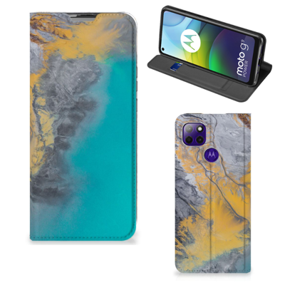 Motorola Moto G9 Power | Standcase | Marble Blue Gold