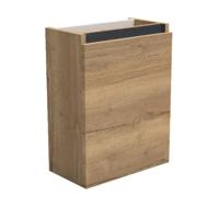 Fonteinkast Sanilux Trendline 52x40x22 cm Rechts Softclose Mat Zwart Natural Oak - thumbnail