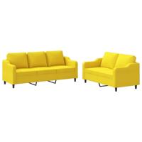 2-delige Loungeset met kussens stof lichtgeel - thumbnail