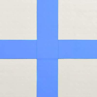 Gymnastiekmat met pomp opblaasbaar 400x100x15 cm PVC blauw - thumbnail