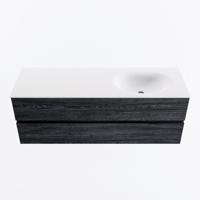 MONDIAZ VICA 140cm badmeubel onderkast Antracite 2 lades. Wastafel MOON rechts zonder kraangat, kleur Talc. - thumbnail