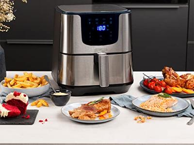Princess 01.182060.01.001 Airfryer 5.5 l 1700 W Anti-aanbaklaag, Timerfunctie, Oververhittingsbeveiliging, Met display Zwart/zilver