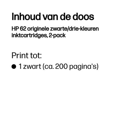 HP Inktcartridge 62 Origineel Combipack Zwart, Cyaan, Magenta, Geel N9J71AE Inkt