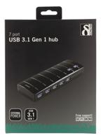 Deltaco UH-723 interface hub USB 3.2 Gen 1 (3.1 Gen 1) Type-A Zwart - thumbnail