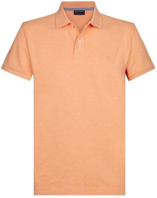 Profuomo Heren Poloshirt Zalmroze Garment Washed Slim Fit