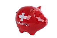 Spaarpot Pig Emergency rood aardew 11,3x9x9cm - thumbnail