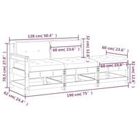 3-delige Loungeset met kussens massief hout zwart - thumbnail