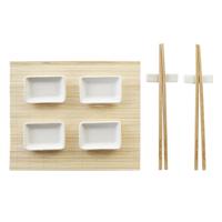 Sushi set DKD Home Decor Metaal Bamboe Wit Natuurlijk Orientaals 30 x 40 cm 28 x 22 x 2,5 cm (9 Onderdelen) - thumbnail