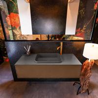 Badkamermeubelset Mondiaz Erin 120 cm met 1 Lade met RIDGE Wastafel Midden Dark grey met 1 kraangat Greeploos Mat Rust - thumbnail