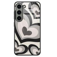 Samsung Galaxy S23 glazen hardcase - Hart swirl zwart - thumbnail
