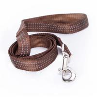 Nobleza Hondenriem bruin - Reflecterend plat Nylon - Lengte 120 cm - Breedte 2 cm - thumbnail