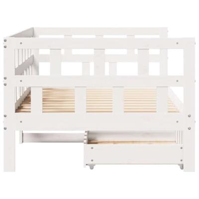 Slaapbank met lades 90x190 cm massief grenenhout wit