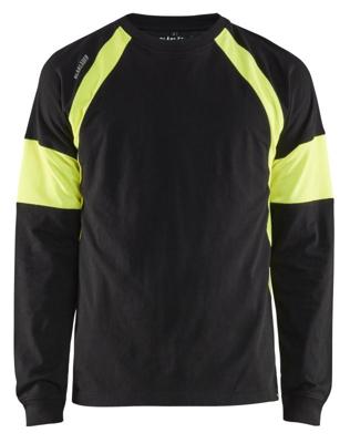 Blåkläder T-Shirt lange mouw 35201030 | Zwart/High-Vis Geel | Maat M - 7330509697559