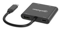 Manhattan USB 2.0 Adapter [1x USB-C stekker - 4x HDMI-bus, USB 2.0 bus A, USB-C bus (Power Delivery)] 15 cm 4K UHD, Stekker past op beide manieren, Met laadbus - thumbnail
